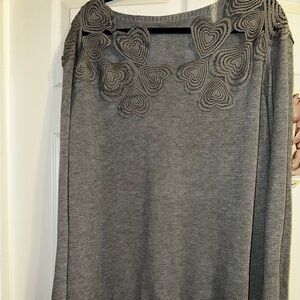 Gray Heart Patterned Sweater
